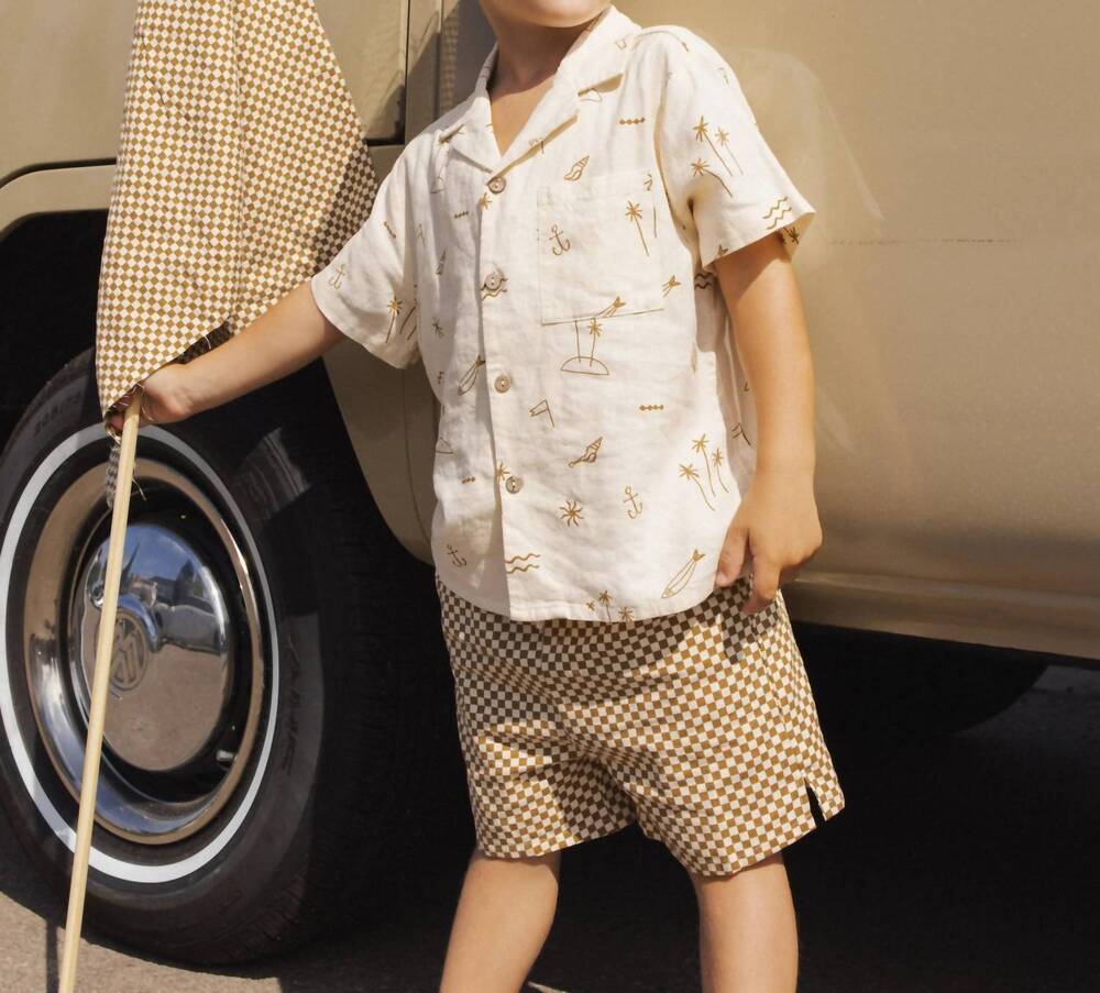 NEW RYLEE + CRU boys lapel collar shirt in coastal